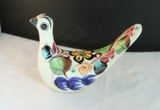 Vintage Tonala Signed Mexican Ceramic Pottery Hand Painted Dove Mexico