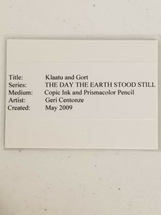 Geri Centonze Sketch ACEO - The Day The Earth Stood Still - Klaatu Gort 2