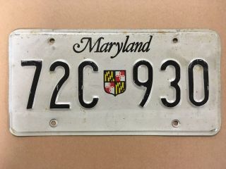 Maryland License Plate,  Early 90s,  72c 930