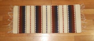 Vintage Native American Geometric Tribal Wool Weaving 33 X 13