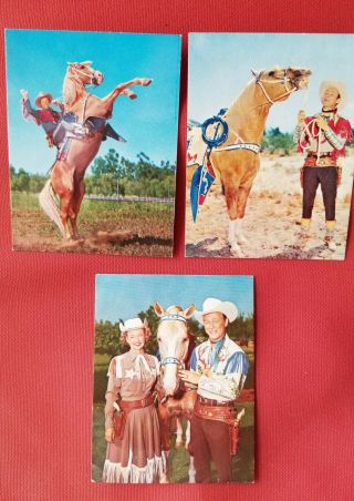 Set Of 3 Roy Rogers Dale Evans American Tract Society Color Trading Cards