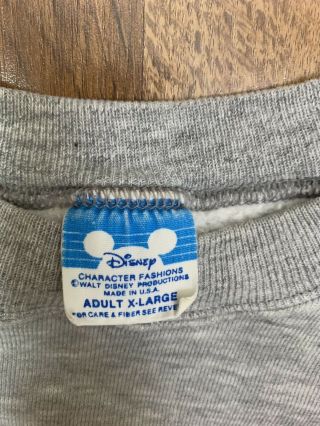 Vintage Classic Disney Mickey Mouse Sweatshirt Gray XL USA Made Character 2