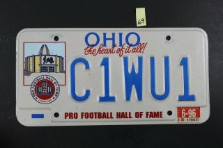 1991 Ohio Pro Football Hall Of Fame License Plate C1wu1 1996 Sticker (o - 69