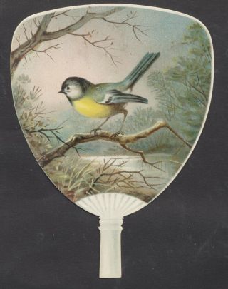 C4626 Victorian Die Cut Xmas Card: Bird In Fan