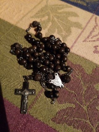 Vintage/antique Brown Wooden Rosary Beads 17.  5 "