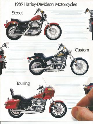 1985 - Harley Davidson - Street Custom Touring Motorcycles - Brochure -
