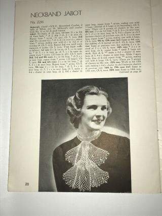 Vintage 1936 Clark ' s O.  N.  T.  Crocheted Neckwear Pattern Book Fashion Advertising 5