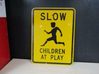Vintage Retired Metal Sign Slow Children At Play 18 X 24in.
