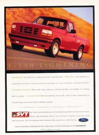 1993 Ford Svt F - 150 Lightning Pickup Truck Advertisement Print Art Car Ad K54