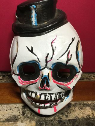 Vintage Plastic Halloween Mask Skeleton With Top Hat Small