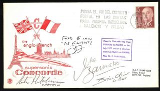 Ba Concorde Cpt Bannister/oliver/hutchinson Signed Cover_fairford - Madrid_ 1/1