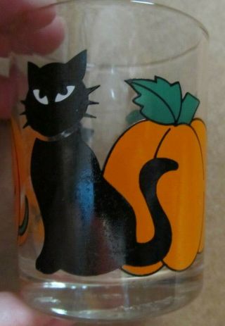 Vintage Halloween Black Cat And Pumpkin Glass Votive Candle Holder