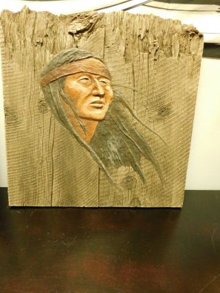 Damico 1971 3d Wood Art Indian Native American Home Decor