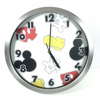 Disney Mickey Mouse Wall Clock Uses 1 Aa Battery Metal Case Rim