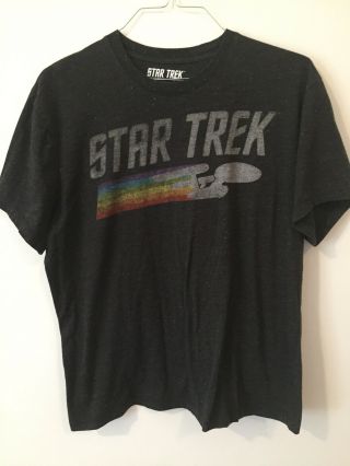 Star Trek T - Shirt Men’s Classic Enterprise Rainbow Logo Size 46 - 48 Men’s