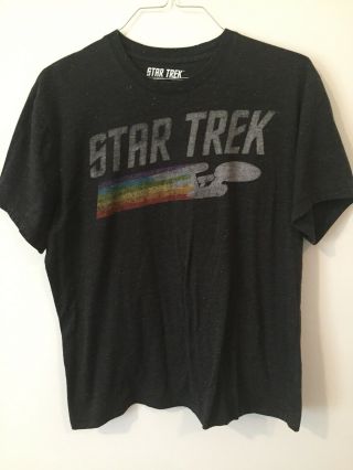 Star Trek T - Shirt Men’s Classic Enterprise Rainbow Logo Size 46 - 48 Men’s 2