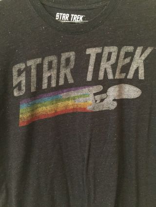 Star Trek T - Shirt Men’s Classic Enterprise Rainbow Logo Size 46 - 48 Men’s 3