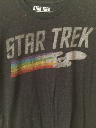 Star Trek T - Shirt Men’s Classic Enterprise Rainbow Logo Size 46 - 48 Men’s 4