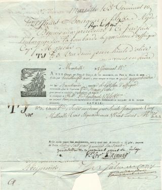 France - Marseille 1805,  Entire Letter With The Bill Of Lading To Agde.  A120