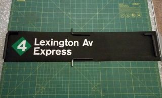 Nyc Subway Irt Redbird Side Route Roll Sign Piece Sm - 4 Lexington Av Express