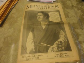 Very Rare Jan.  8th 1937 Chicago  Movienews Weekly  Newspaper