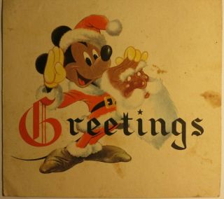 Vintage Disney Studio Christmas Greeting Card / Calendar 1948 Mickey Dwarfs