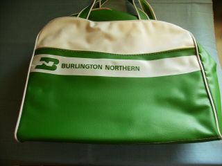 Vintage Burlington Northern Railroad (railway) Green And White Travel Bag