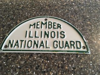 Vintage Member Illinois National Guard Steel License Plate Topper