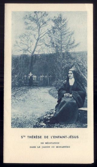 St.  Thérèse Of Child Jesus In Meditation Monastery.  Vtg Holy Card W/prayer Lisieux