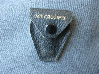 Antique ebony & metal crucifix pendant in My Crucifix leather case Italy 2