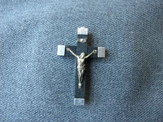 Antique ebony & metal crucifix pendant in My Crucifix leather case Italy 4