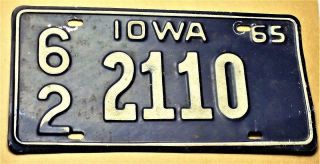 1965 Iowa License Plate,  Mahaska County