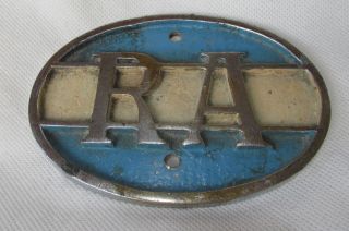 Antique Rare Car Emblem Oval Plaque Made In Nickeled Bronze Painted,  Argentina