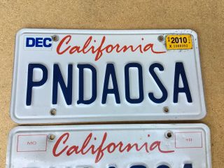 California Vanity License Plate Pair - PNDAOSA - Panda Bear Osa - December 2010 2