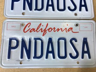 California Vanity License Plate Pair - PNDAOSA - Panda Bear Osa - December 2010 3