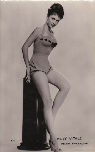 Milly Vitale - Hollywood Movie Star/actress Pin - Up/cheesecake 1950s Postcard