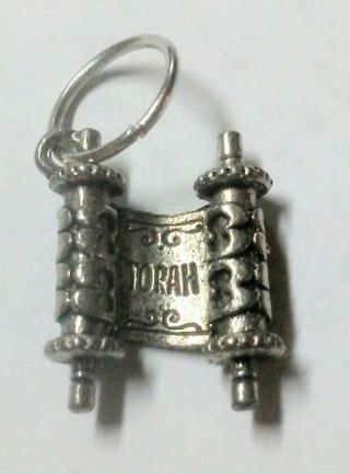 Vintage Sterling Silver Jewish Torah Scroll Charm