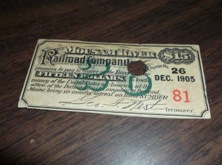 December 1905 Mousam River Railroad Bond Interest Coupon