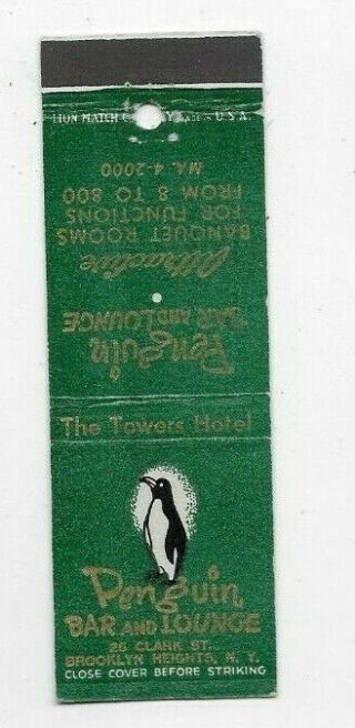 Vintage Matchbook Cover Penguin Bar And Lounge Brooklyn Heights Ny A378