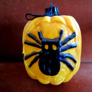 Rare Vintage Halloween Plastic Spider Jol Pumpkin Light