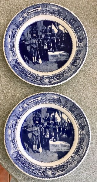 2 B & O Railroad First Stone Dinner Plates 1827 - 1977 Shenango 150th Chessie 10,  "