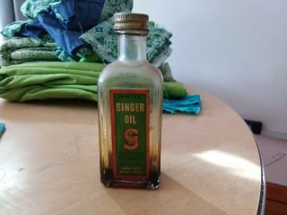 Vintage Antique Singer Sewing Machine Bottle Label Still There Really.