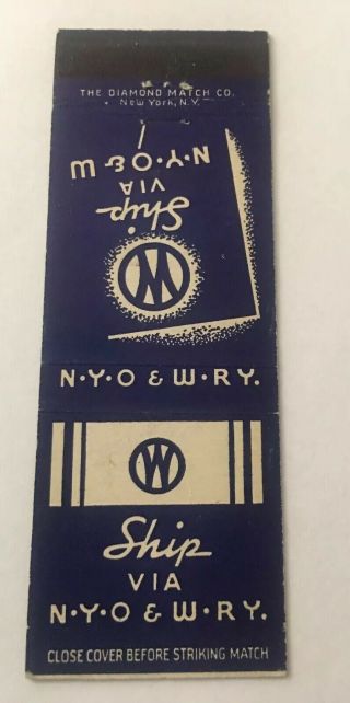 Vintage Matchbook Cover Matchcover Railroad Nyo & W Railway