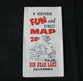 Vintage 1950 Souvenir Fun & Street Map Of Big Bear Lake,  California - Gil Eyer