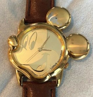 Mickey Mouse Watch Lorus V401 - 5700 Gold Tone Mickey Head & Ears
