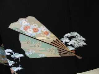 Japanese Vintage Kimono Tomesode Silk Black aa005 007 4
