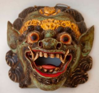 Balinese Mask Guardian Singa Lion Barong Topeng Demon Bali Wall Art Carved Wood