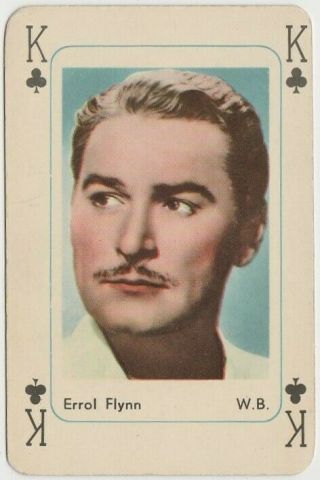 Errol Flynn Vintage 1950s Maple Leaf Playing Card Of Film Star E2