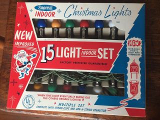 Vintage Imperial Christmas Light Set - South Boston,  Mass.  - 15 Light Indoor Set