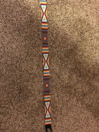 1 " Wide Hand Crafted Beaded Geometric Design Native American Indian Hatband